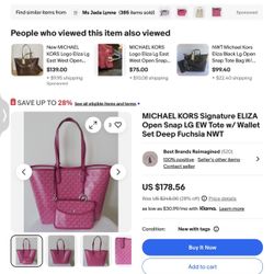 Michael Kors Eliza Large Signature Tote W/ Wristlet 