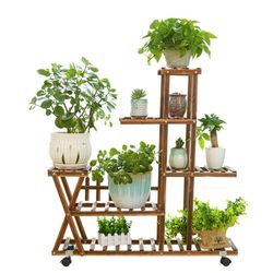 Pine Wood Stand For Plants, Bathroom, Bookcase, Shelf, Rack Corner Flower Holder Indoor Garden, Plant ladde