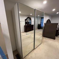 Stylish White Mirror Armoires Wardrobe Closet 