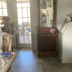 Hall Mirror/ Hat/coat Rack  6 1/2 Ft Tall