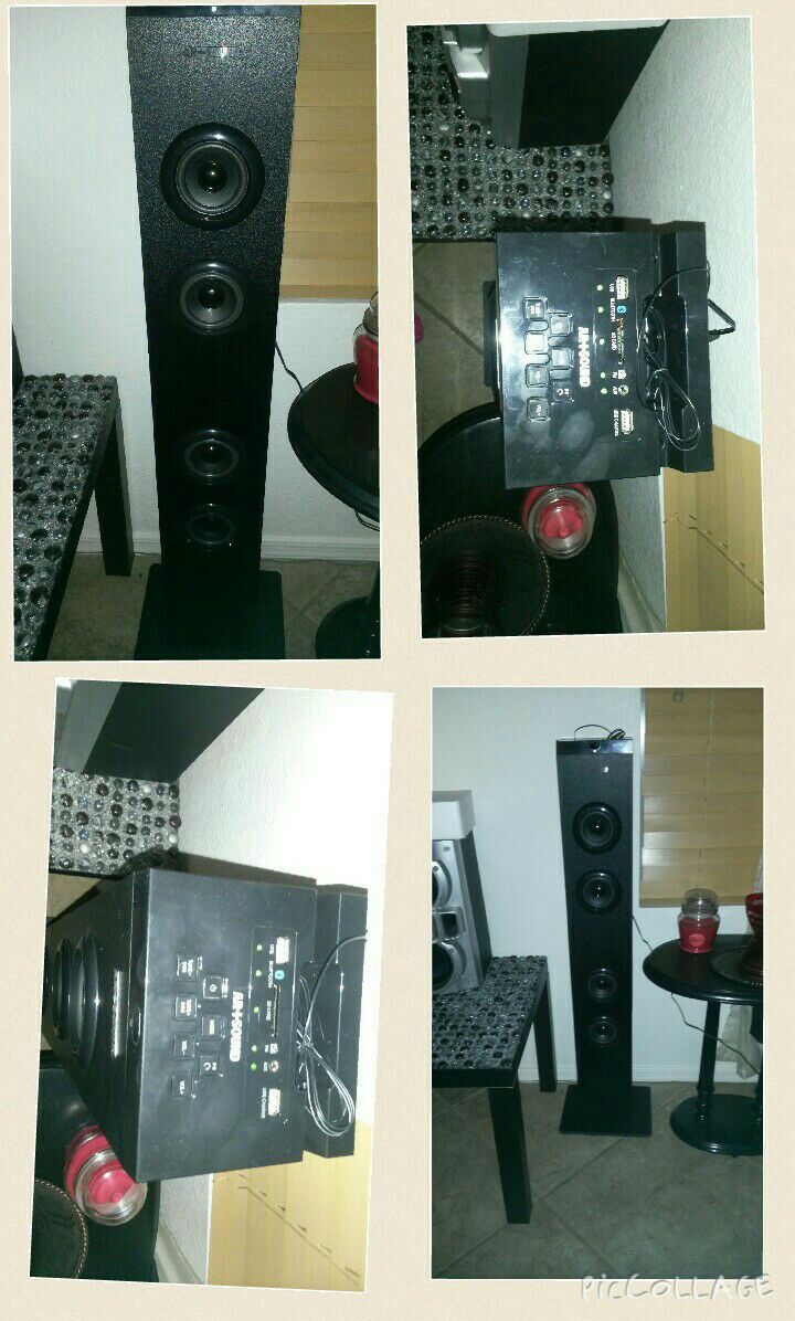 AR+SOUND AR1001-SK Bluetooth Tall Tower Stereo Speaker System with aux usb fm radio sd card etc..