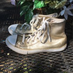 Gold Leather Converse