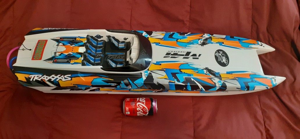 Traxxas M41 Widebody With Upgrades, Motor, ESC,Trim Tabs Transmitter Receiver, Rc Boat
