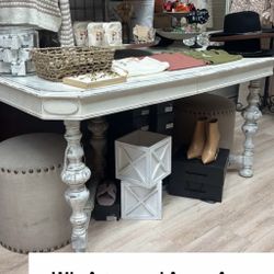 White vintage style dining table
