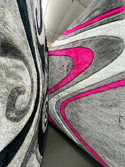 Gray and Pink Abstract Area Rug