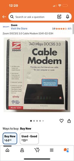 Zoom DOCSIS 3.0 Cable Modem (Model 5341)