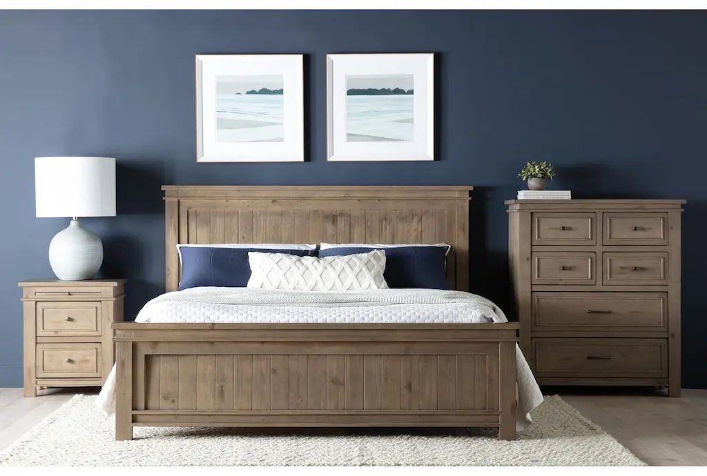 King Bedroom Set | Panel Bed Frame, 2 Nightstands and Dresser