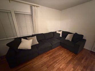 Ashley Furniture Charcoal Modular Sectional – 5 Piece, Feather/Down Cushions