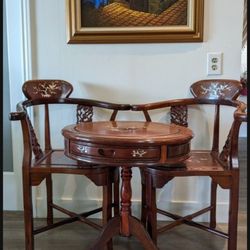 Cherry Carved Wood  Antique Tea table Set.Rosewood