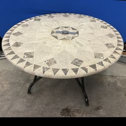 48” Mosaic Stone Outdoor Patio Deck Table with Umbrella Hole. Free to ask, I reply