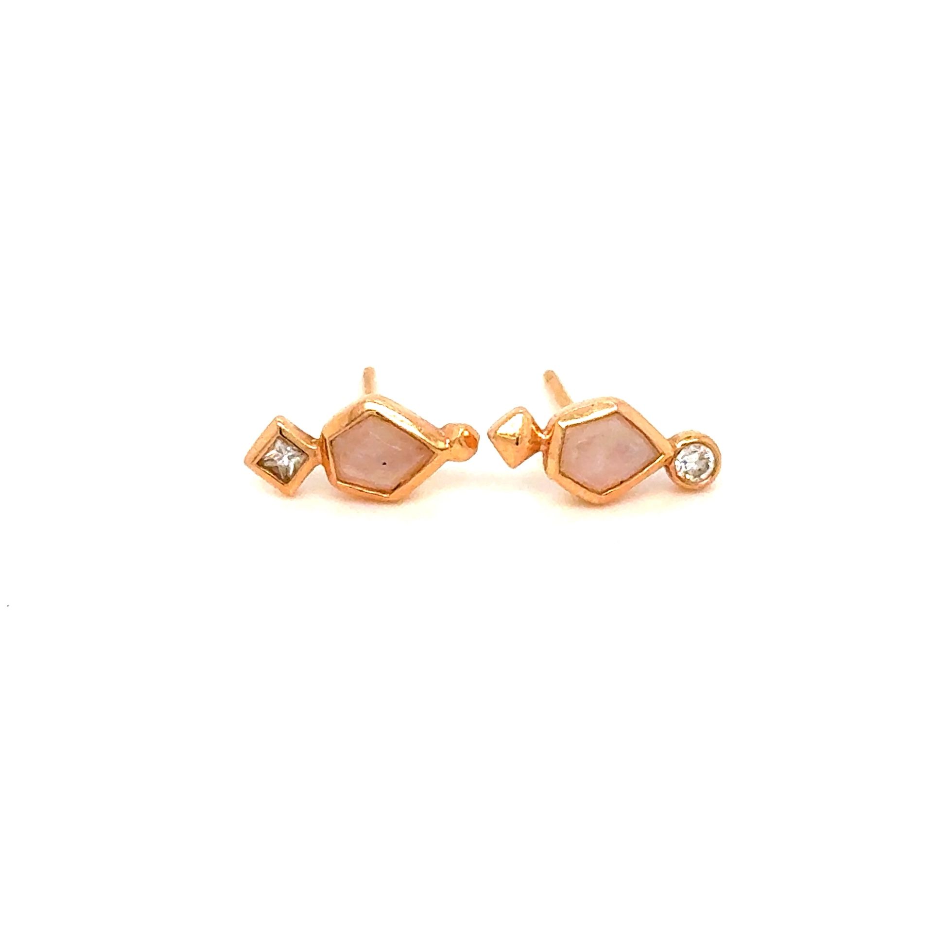 Kendra Scott 14K Rose Gold Bonnie Moonstone/Diamonds Stud Earrings