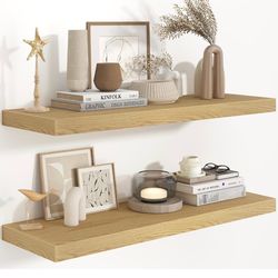 36 inch by 9.3 inch Oak Floating Shelves Set of 2