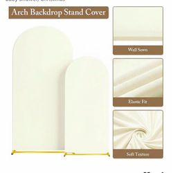 Hemmotop Stretchy Arch Backdrop Cover, Beige, 7.2ft, 6ft, Set of 2