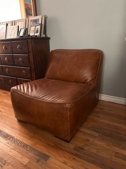 Leather Lounge Chair- tan/brown color