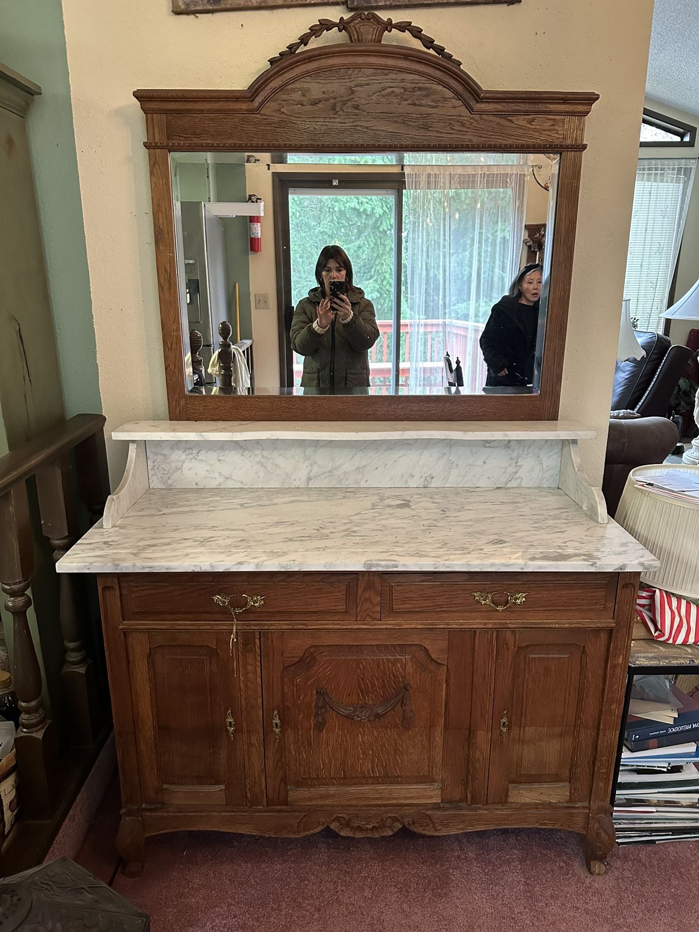 Antique Sideboard with Mirror