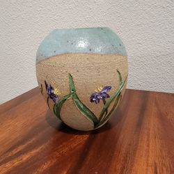 Vintage hand-painted Iris signed Vase