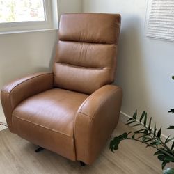 Chita Recliner: Landon Genuine Leather Power Swivel Recliner with Power Headrest