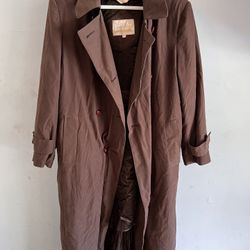 New York Harbor from Andrea Vintage Women's Brown Trench Coat Jacket Size 12