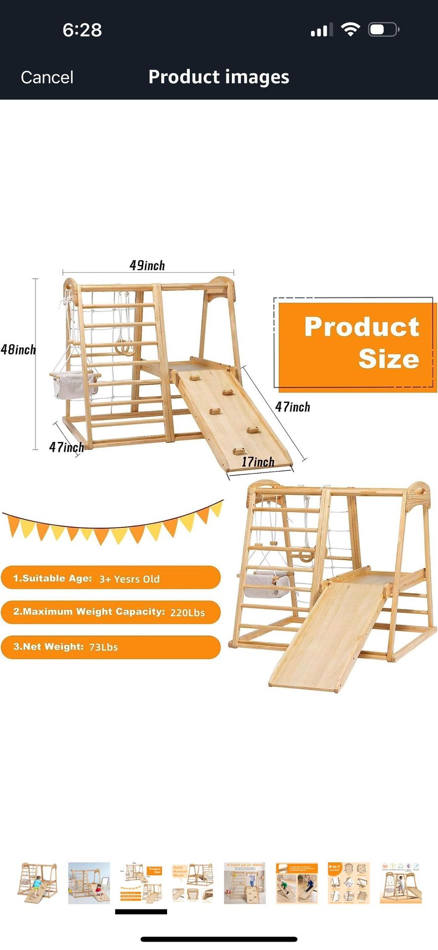 8 In 1 Wooden Playset Gym For Toddlers