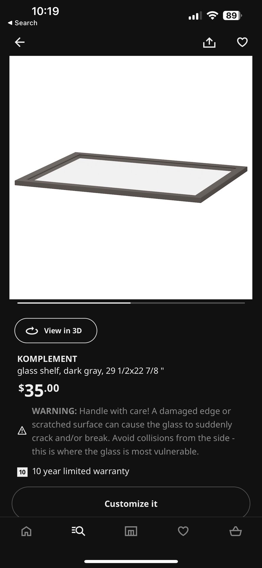 IKEA GLASS SHELFS 