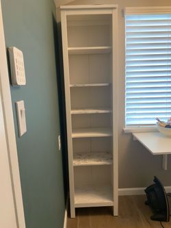 IKEA WHITE SOLID PINEWOOD, TALL, NARROW, OPEN CABINET SHELF UNIT