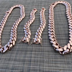Rose Gold Cuban Set