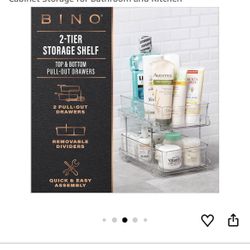 $10,new! BINO 2 Tier Clear Storage Organizer with Dividers | Slide Out Drawer for Under Sink or Medicine Cabinet | Bathroom Closet, Vanity, Pantry Org