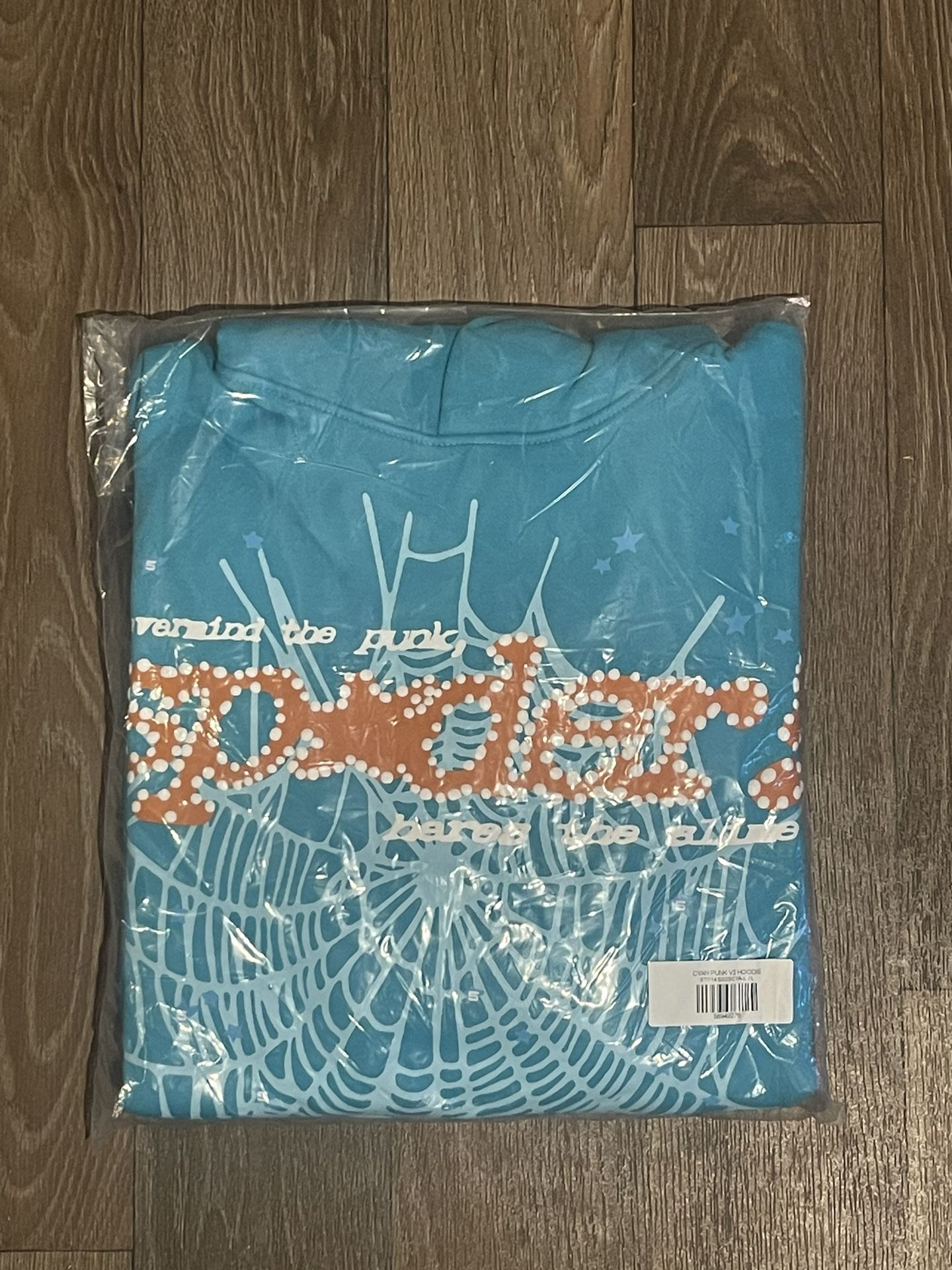 Sp5der Punck V2 Hoodie Cyan Blue/orange Size L