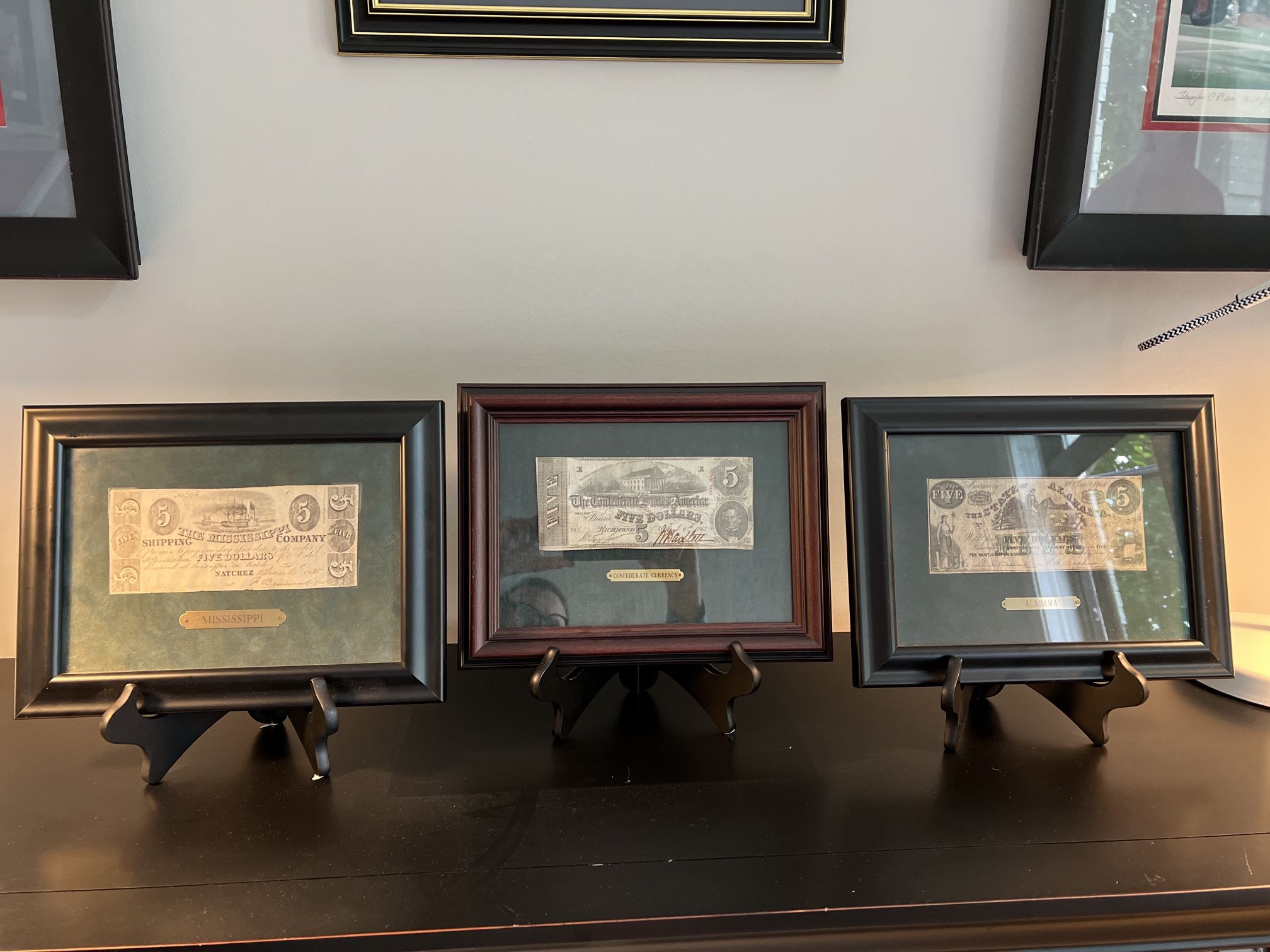 Mint Condition Confederate Currency Notes Framed 