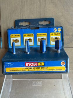 Ryobi A25RS04 Straight Wood Router Bit Set 1/4", 3/8", 1/2" 5/8.