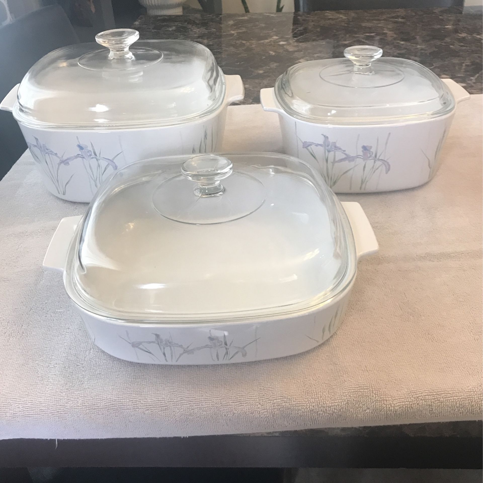 Vintage Pyrex Cookware Shadow iris Set (3)