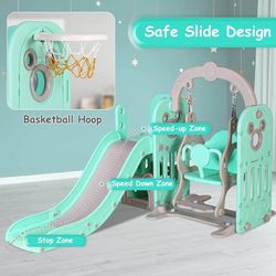 MAMIZO 6 in 1 Toddlers Slide and Swing Set, Kids Slides w/Climber(open box)