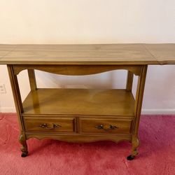 Antique Large Oval Dining Table, 8 Chairs, Buffet Credenza And Cart