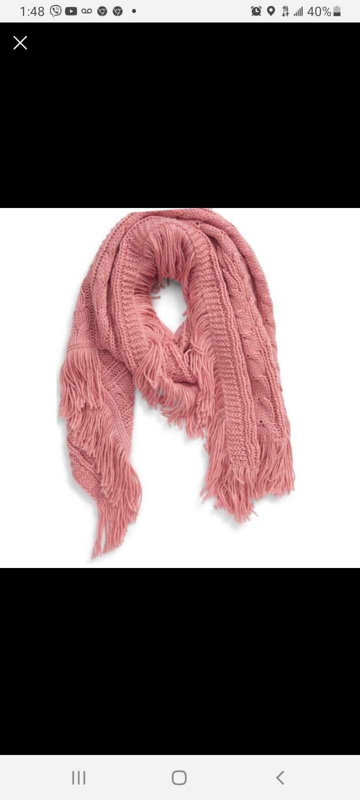 Nordstrom BP. Cable Knit fringe scarf NWT