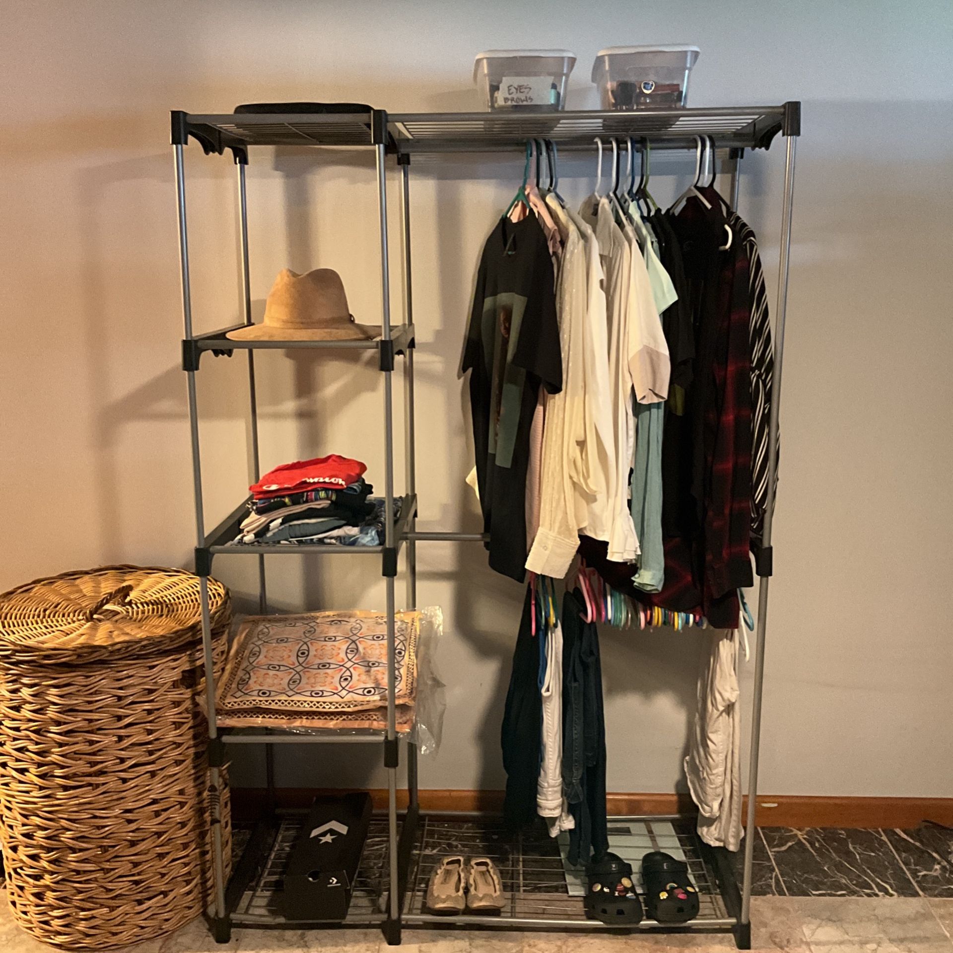 Whitmor Double Rod Closet System, Metal with Resin Connectors, Silver and Black