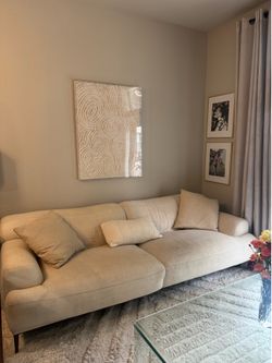 Article Sofa - Cream Linen Blend Couch - Very Comfortable