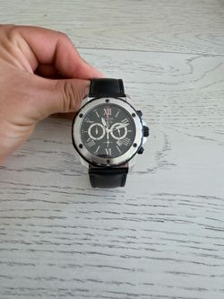 Bulova Chronograph Watch Black Leather Strap