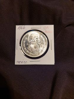 Mexico 1966  Uncirculated silver  un peso