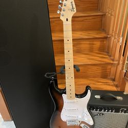 Squier Stratocaster Guitar (Brand New) W/ Hardshell Case, Fender Amp