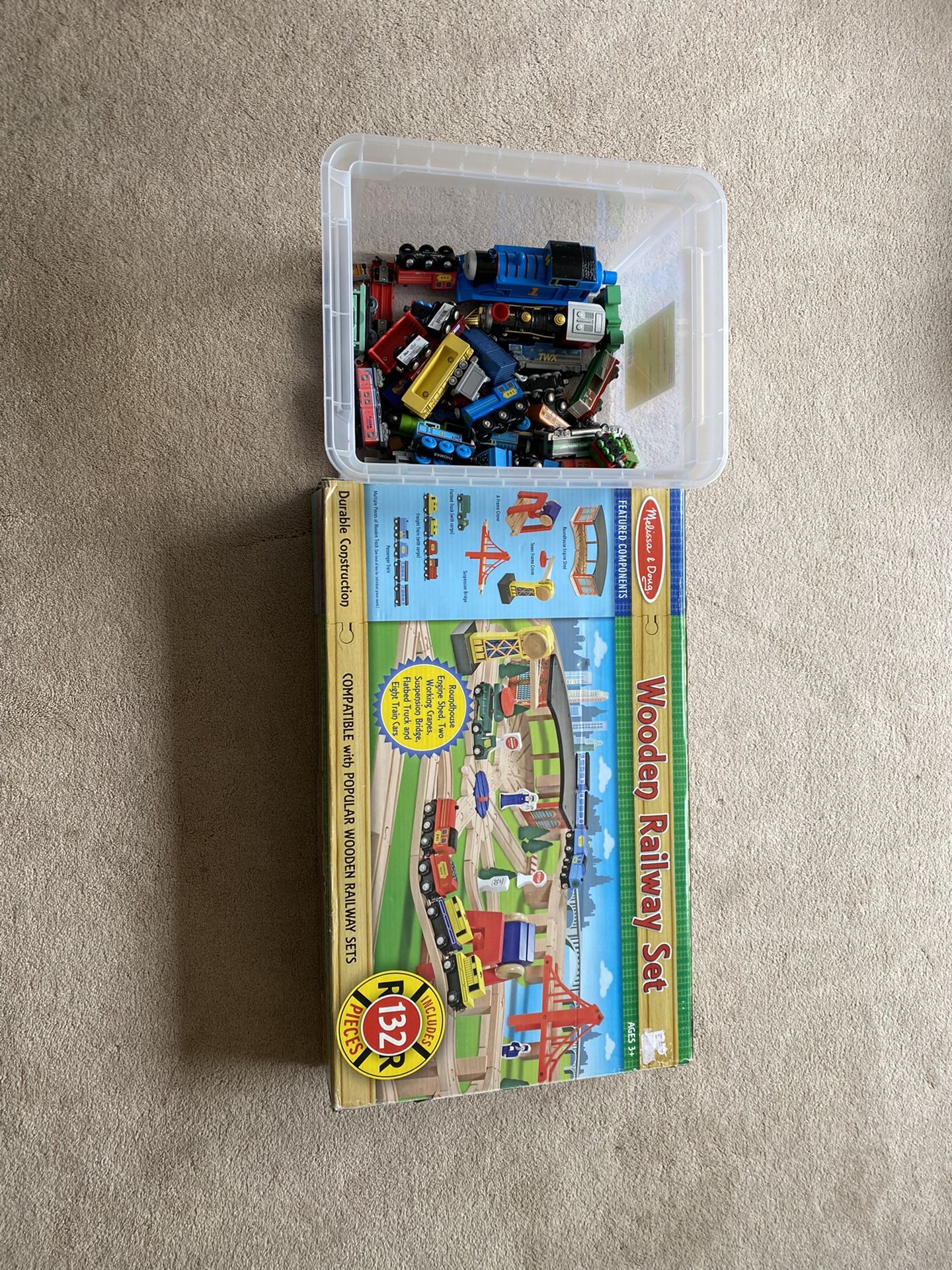 Melissa and Dough Wooden Train Set with Toy Trains