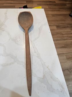 Large Primitive Wooden Scoop Ladle 28" Long Carved Wood Farmhouse Kitchen Decor