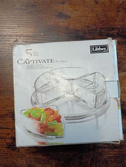 Libbey Captivate 5 Piece Glass Sectional Relish Server Set 8 Inch