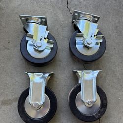 Set of 4 Heavy-Duty Industrial Casters (2 Swivel with Brakes, 2 Rigid)
