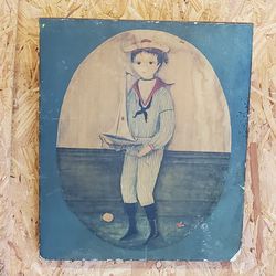 Vintage Carol Blanchard “Angel Gingham”  & “Sailor Chris” Wood Art
