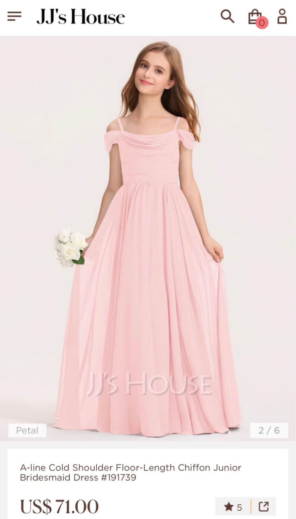 Junior Bridesmaid Dress Size 8