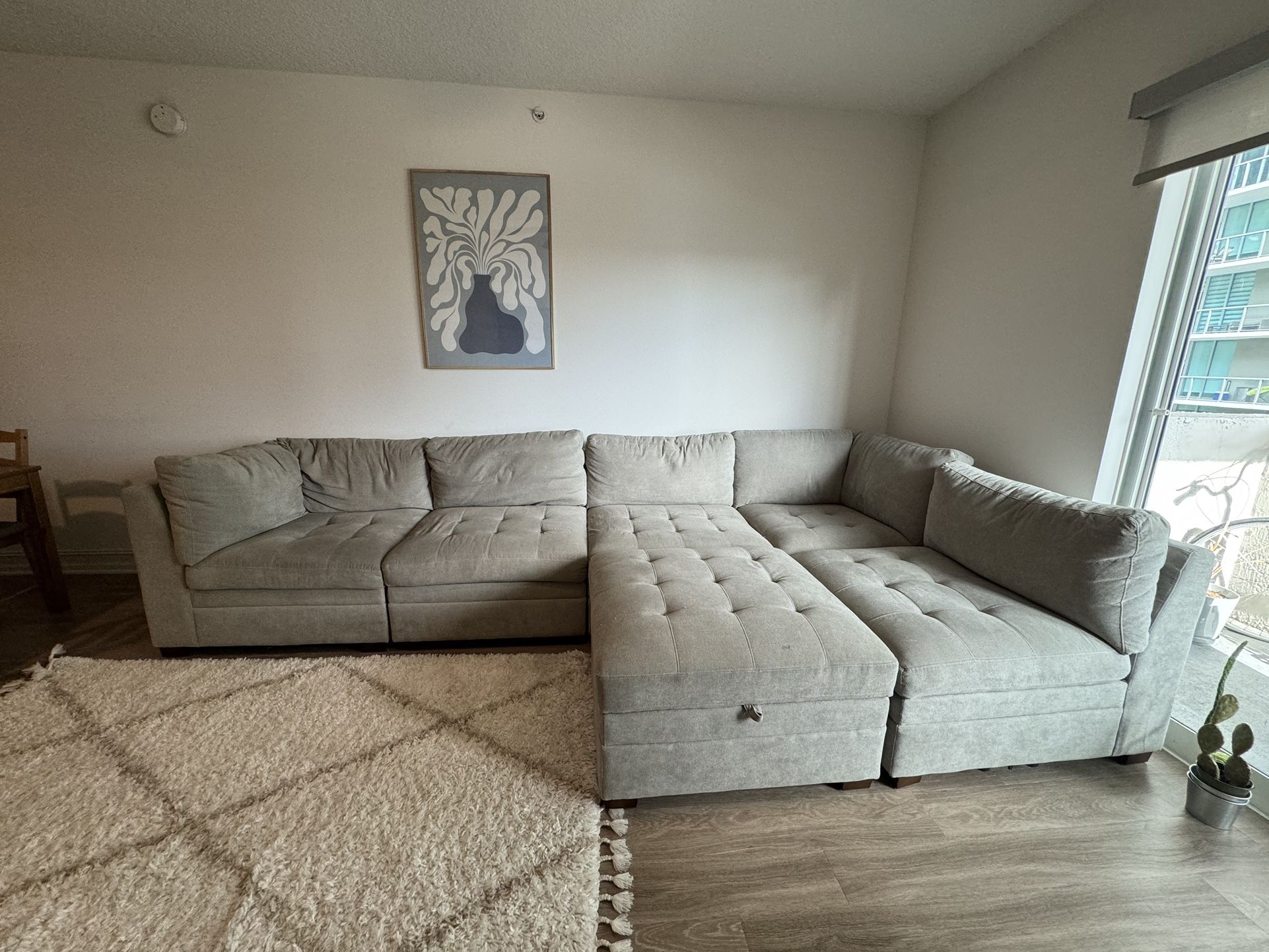 Beige L Shaped Sectional Couch