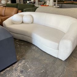 White Sofa Boucle Fabric  Half Moon New - 2 Available - Delivery 🚚 