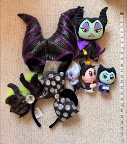 Disney &  Funko Fabrikations bundle mix villains plushies Maleficent costume headpiece interchangeable mouse ears headband bow and horns Halloween