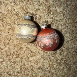 Vintage Glass Christmas Ornament with Glitter Shiny Brite. Faded & some glitter has fallen off from age. Have marks on them see pics 