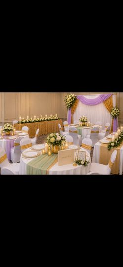 Elegant Wedding / Party Decor Mega Bundle ✨ – $600+ Value | 100+ Chair Covers, Backdrop, Charger Plates, Table Linens & More